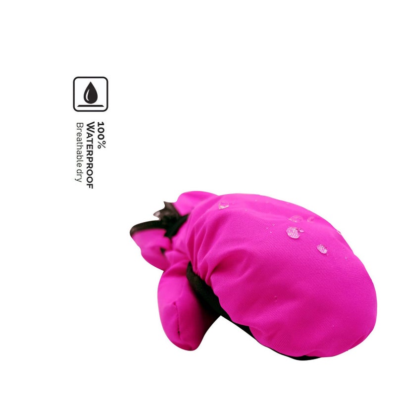 HIGHCAMP Kids Long Cuff Winter Snow Ski Mitten with Zipper Waterproof Gloves for Toddler Boys Girls-Rosa,XS (1-3 Y) - Image 5